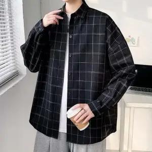 긴팔 데일리 캐주얼 베이직 남성 셔츠 체크패턴 남녀공용 체크 폴로랄프로렌 코튼 셔츠 그레이 소프트