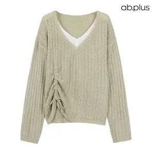 [ab.plus/신상] 배색 레이어드 셔링 니트 (LSZ3MW36A)