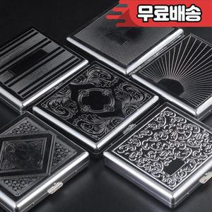 실버 휴대용 금속 담배 케이스 두꺼운 플립 오픈 여행용 컨테이너  흡연 거치대