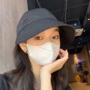 [골드스마일]여자 연예인 모자 얼굴 가리개 검정 버킷 햇 벙거지