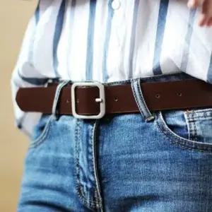 스퀘어 브라운버클벨트 여성 가죽벨트100cm-WFFWS19