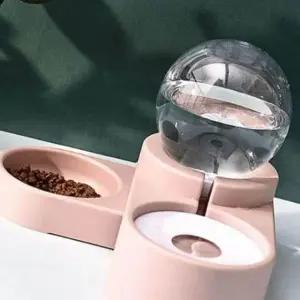 강아지 자동 급수기 1.8L 애견 급식기 버블핑크 반려견 사료 용기