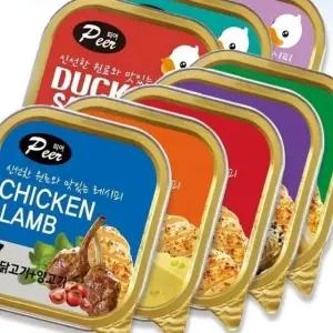 사각 애견 캔 닭고기 간식 5종 살코기 영양높은 파우치 반려견용 사료