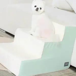 반려동물 강아지 3단 계단 민트색 애완견 스텝 발판 베이직 디자인