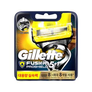 질레트 퓨전 프로쉴드 매뉴얼 옐로우 면도날_8입