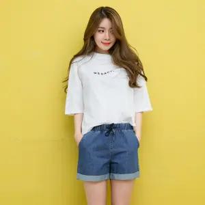 중청 밴딩 심플 스판 3부 반바지 WEJ-119