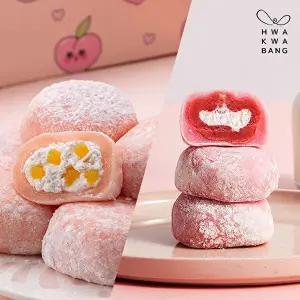 [화과방]사랑스런딸기찰떡+설레는복숭아크림찰떡 (40gx8개입) / 떡 찹쌀떡 아이스모찌