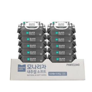 모나리자 물티슈 내추럴 소프트 무자극 캡형 100매 10팩