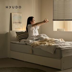 [10월 5% 최종판매가 195,930] 휴도 다감한 선유 조야 패브릭 호텔식 LED 빅서랍 수납침대 슈퍼싱글(SS)