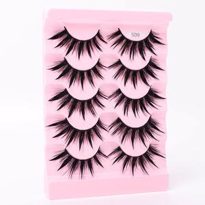 5 쌍 자연 3D 극적인 요정 클러스터 만화 속눈썹 가짜 속눈썹 젖은 모양의 코스프레