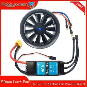 Hobbyocean 50mm 3-4S Lipo 브러시리스 모터 EDF 덕트 팬 40A ESC 4900KV 4300KV 브러시리스 콤보 RC 제트