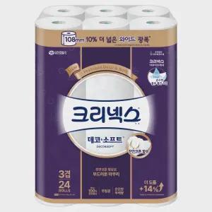 크리넥스 데코 앤 소프트 와이드 천연펄프 3겹 고급롤화장지