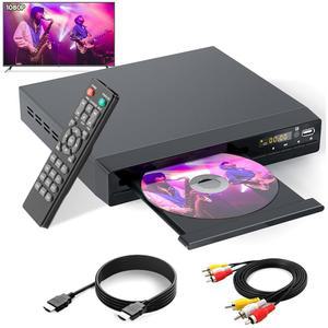 TV용 DVD 플레이어 - HDMI/RCA 출력 케이블이 포함된 모든 지역 DVD 플레이어 - 1080P 업스케일링, USB 입력, 브레이크포인트 메모리, 가정용 CD 플레이어