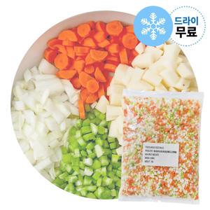 지케이푸드 아토 야채 (4종) 볶음밥용 원형1kg 냉동채소 감자 당근 양파 피망