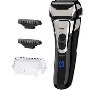 면도기 남성 전동 전기면도기 왕복식 3중날 남성용 &드라이 목욕면도 가능 IPX7 방수 LED 디스플레이 트리머 장착 교체날 포함 경량 운반 편리 일본어 설명서 첨부