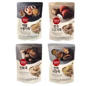 CJ제일제당 햇반죽 420g (해물누룽지죽,한우소고기죽,전복죽,전복내장죽) [5개] 묶음