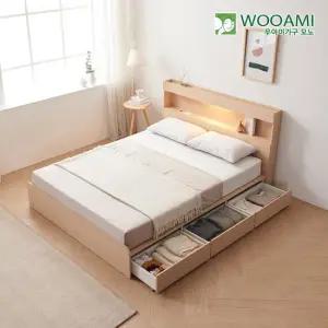 우아미가구 모노 피크 LED 3서랍형 독립스프링 K 침대 DM5251