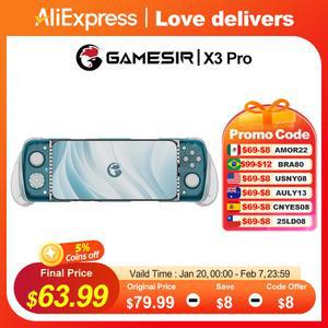 핸드폰 게임 패드 컨트롤러 GAMESIR X3 PRO C타입 15 시리즈 안드로이드용 이동식 쿨러 마이크로 스위치 버튼 분리형 그립 포함