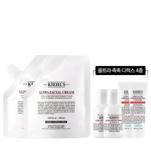 [키엘](강남점)[10R] 울트라 훼이셜 크림 리필 파우치 150ml 듀오 세트 (+울트라 촉촉 디럭스 4종)