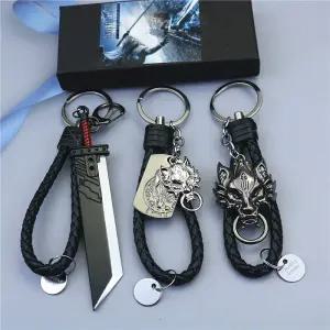 FF7 파판7 키링 열쇠고리 메탈 백참 키홀더 피규어 클래식 파괴의 검 12cm 검정 끈 상자 포함