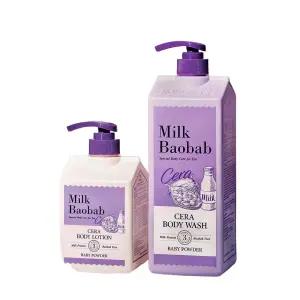 밀크바오밥 세라 바디워시 1200ml+바디로션 600ml 베이비파우더