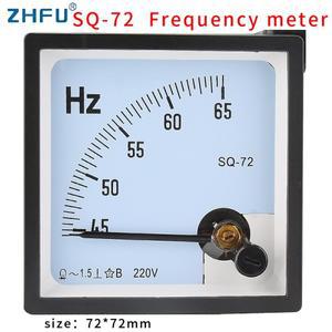 SQ-72 45-65Hz 주파수 패널 미터, 1.5 정확도 클래스 포인터 유형 아날로그 헤르츠 AC 220V380V 측정기
