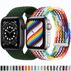 Apple Watch 밴드 용 나일론 땋은 솔로 루프 패브릭 스트랩 44mm Series9 탄성 팔찌 8 7 6 SE 5 4 3