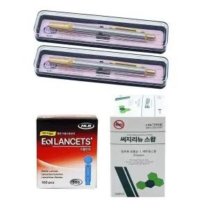 동화 스텐사혈기 2개 + 이올란셋 30G + 삼현써지스왑 100매입 세트