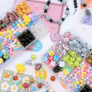 스포츠 비즈 팔찌 키링 만들기 세트 열쇠고리 DIY 키트 재료 공예 대용량