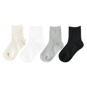 아동 남아 여아 초등학생 저학년 고학년 교복 흰색 검정 회색 무지 골지 중목 양말 4족 키즈클럽