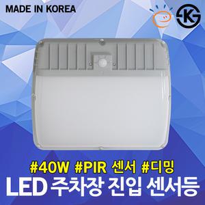 LED 주차장 진입 센서등 터널등 40W PIR 국산 리모콘 인체감지센서 직부등 진입로 디밍 벽등 적외선 입구등