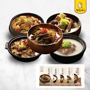 [원할머니]국탕류 맛보기 5팩 육개장1+설렁탕1+갈비탕1+뚝불고기1+된장찌개1