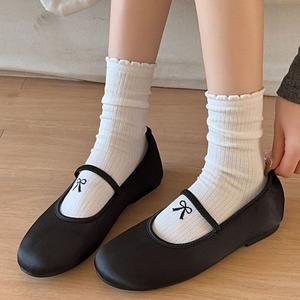 [홀리지]미리비 리본 포인트 메리제인 장목 양말