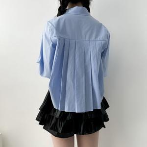 [입꼬]백 플리츠 핀턱 주름 카라 셔츠3color