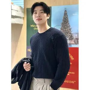 지오지아 남성 수피마 코튼 케이블 니트네이비