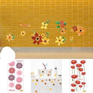 홈코디 스티커 낙엽 꽃 장미 꾸미기 포인트스티커 주방 욕실 데코 시트지 (2매 3세트)