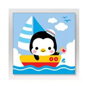 DIY 그림 그리기 컬러링 바다 배타는 펭귄 20X20/피포 페인팅 캔버스 번호 색칠하기 초등 물감 미술 놀이