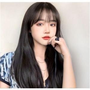 앤시오 긴머리 여성 가발 통가발 + 가발망 포함, 블랙, 1개