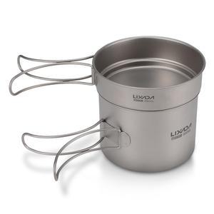 LIXADA 초경량 티타늄 세트 900ML 접이식 냄비 냄비 캠핑 캠핑 요리 350ML 야외 세트 손잡이 프라이팬 조리기구