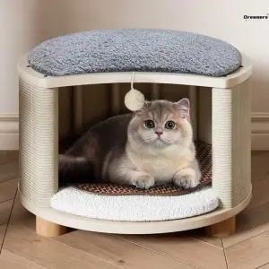 고양이 원목 숨숨집 집 스툴 애견 캣타워 애견