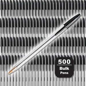 BIC 크리스탈 엑스트라 스무스 블랙 볼펜, 중간 지점(1.0mm), 500개 상자, 부드럽고 신뢰할 수 있는 볼펜
