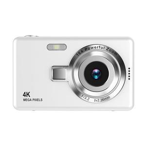 FKLBLPM 4K 울트라 HD CCD 디지털 카메라 - 학생 초보자를 위한 미니 컴팩트 포인트 및 촬영, 홈 사진 사용 편의성, 휴대용 여행용 카메라(화이트)