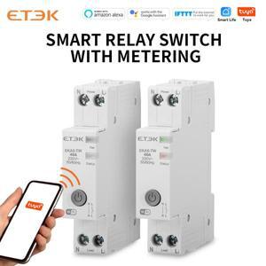 ETEK TUYA WiFi 스마트 회로 차단기 과전류 저전압 보호 전력 계량 1-40A 무선 원격 제어 스위치 A5