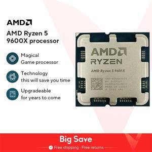 AMD Ryzen 5 9600X 프로세서, 5.4GHz, 6 코어, 12 스레드, 38MB 게임 캐시, 4NM TDP, 65W 소켓, AM5 게임용