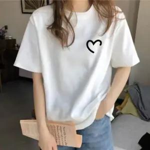 흰색티 여성 하트 면소재 이너 반팔티 화이트 1P 베이직 코디