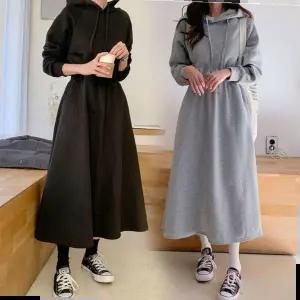 가을 겨울 여성 허리밴딩 롱스커트 플레어 후드원피스