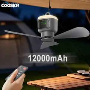 팬 천장 라이트 타워형선풍기 캠핑 쿨러 제어 텐트 휴대용 LED 12000mAh 야외 공기 전기 원격 순환기