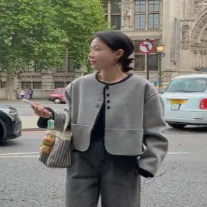 헤롯 배색 크롭 코트 자켓 (one color)