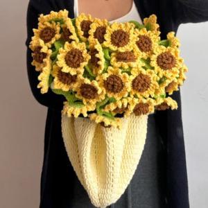 꽃다발담요 새로운 60cm 꽃다발 담요 완제품 뜨개질 해바라기 은방울꽃 선물