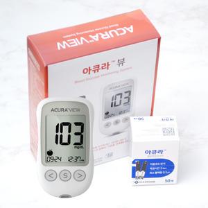 아큐라 플러스 뷰 혈당계+시험지60+침110+솜100매/당뇨측정기
